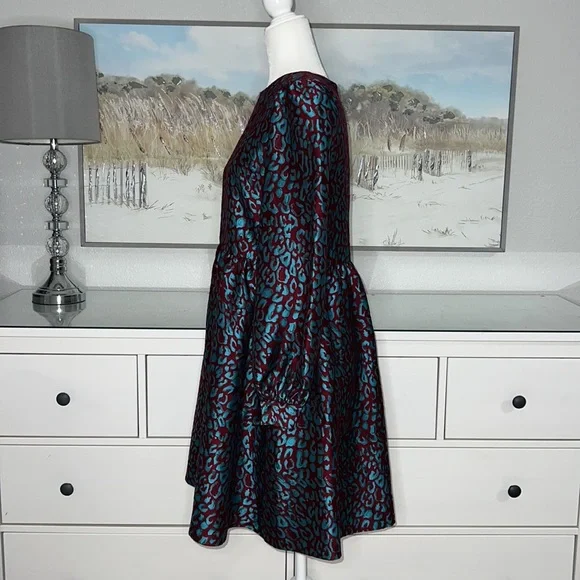 Halogen X Atlantic-Pacific Leopard Jacquard Long Sleeve Dress Size M - Picture 8 of 11